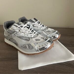 Bottega Veneta Gray and Silver Mesh Sneakers
